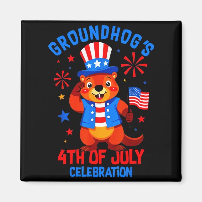 Groundhogs 4th Of July Celebration Patriotic Ameri Magnet (Front)