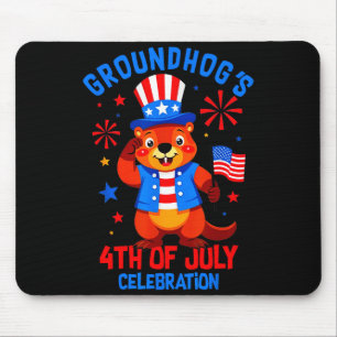 Groundhogs 4th Of July Celebration Patriotic Ameri Mouse Pad