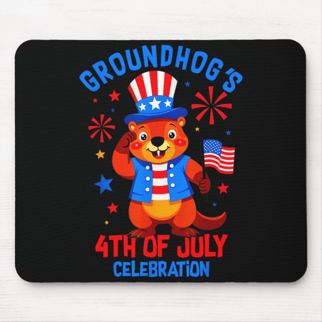 Groundhogs 4th Of July Celebration Patriotic Ameri Mouse Pad (Front)