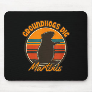 Groundhogs And Martinis - Funny Retro Groundhog Ar Mouse Pad