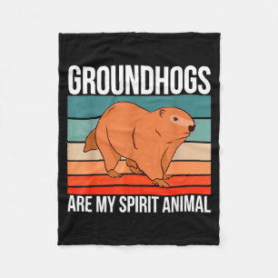 Groundhogs Are My Spirit Animal Groundhog Groundho Fleece Blanket