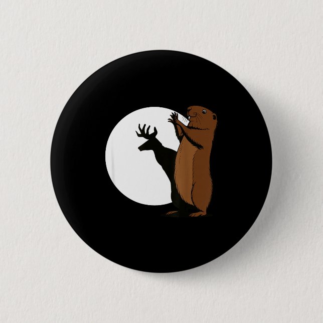 Groundhogs Deer Shadow Puppet Funny Woodchuck  6 Cm Round Badge (Front)