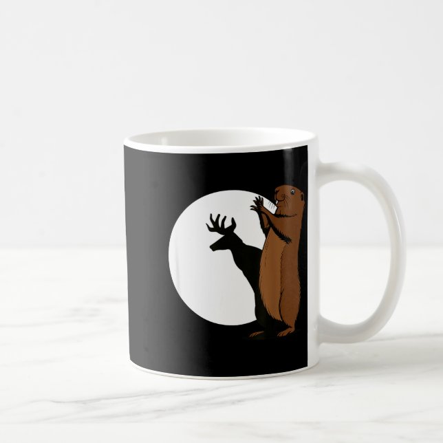 Groundhogs Deer Shadow Puppet Funny Woodchuck  Coffee Mug (Right)