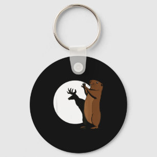 Groundhogs Deer Shadow Puppet Funny Woodchuck  Key Ring