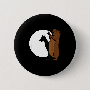 Groundhogs Dog Shadow Puppet Funny Woodchuck  6 Cm Round Badge