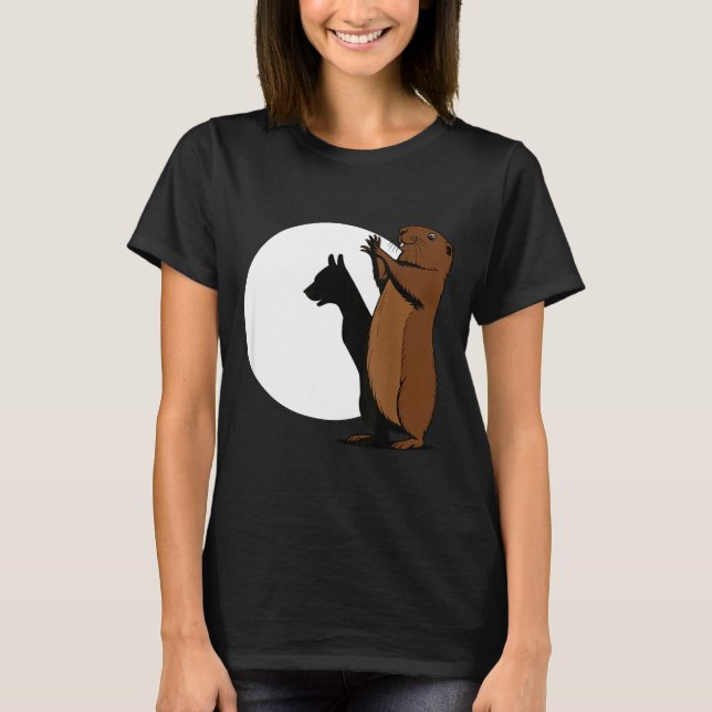 Groundhogs Dog Shadow Puppet Funny Woodchuck  T-Shirt (Front)