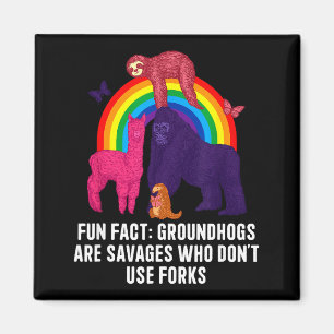 Groundhogs Eat Without Forks Funny Animal Pun Humo Magnet
