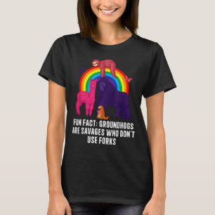 Groundhogs Eat Without Forks Funny Animal Pun Humo T-Shirt