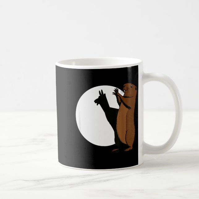 Groundhogs Llama Shadow Puppet Funny Woodchuck  Coffee Mug (Right)