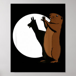 Groundhogs Llama Shadow Puppet Funny Woodchuck  Poster