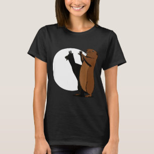 Groundhogs Llama Shadow Puppet Funny Woodchuck T-Shirt