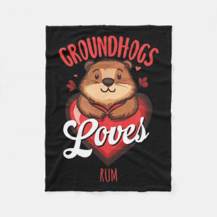 Groundhogs Loves Rum Anti Winter Humor Fleece Blanket