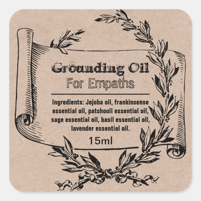 Grounding Essential Oil For Empaths Label (Front)