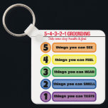 Grounding Technique for Anxiety/Stress 5 Senses  Key Ring<br><div class="desc">Grounding Technique for Anxiety/Stress Five Senses Keychain. Mindfulness anxiety relief grounding when needed. Buy for yourself or give as a gift.</div>