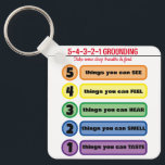 Grounding Technique for Anxiety/Stress 5 Senses  Key Ring<br><div class="desc">Grounding Technique for Anxiety/Stress Five Senses Keychain. Mindfulness anxiety relief grounding when needed. Buy for yourself or give as a gift.</div>