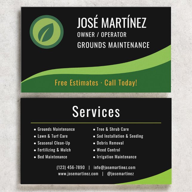 Grounds Maintenance Landscaping Lawn Service Business Card (Creator Uploaded)