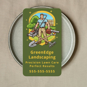 Groundskeeping Lawn Care Landscaping Moss Green Business Card