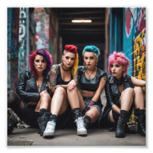 Group Alternative Hot Punk Girls Sitting Photo Print