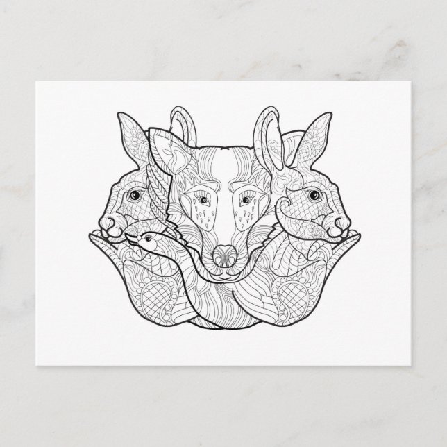Group Animal Doodle Postcard (Front)