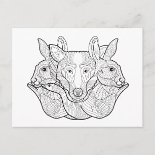 Group Animal Doodle Postcard