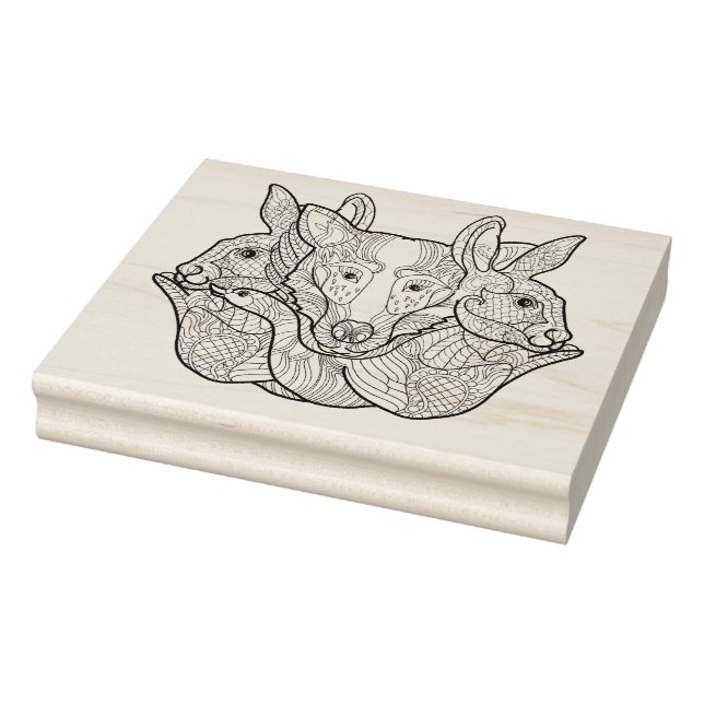 Group Animal Doodle Rubber Stamp (Stamp)