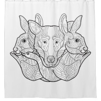 Group Animal Doodle Shower Curtain