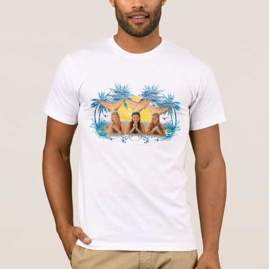 Group Blue Palm Tree Graphic T-Shirt 