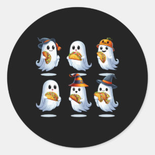 Group Boo Ghosts Eating Tacos Halloween Food Lover Classic Round Sticker