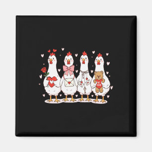 Group Chicken Valentine Collection Farmer Lover Fa Magnet