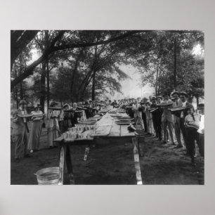 Group Eating Large Pieces of Watermelon Poster