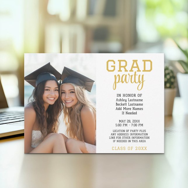 Group Graduation Celebration - Joint Photo Invitation (Group Graduation Party Invitation with Photo)