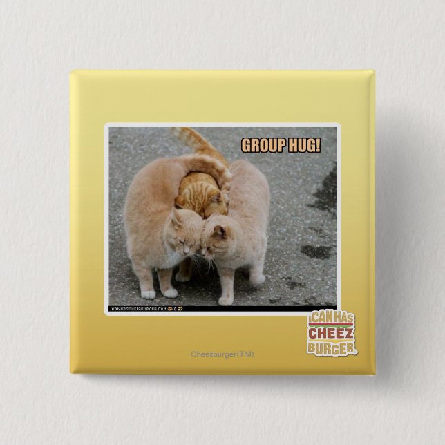 group hug 15 cm square badge (Front)