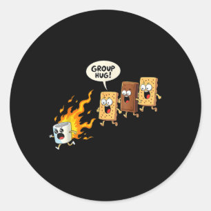 Group Hug Marshmallow Campfire Smores Funny Campin Classic Round Sticker