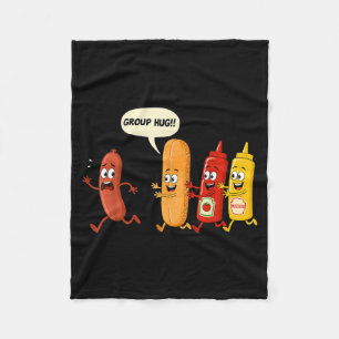 Group Hug Sausage Bun Chup Mustard Funny Hotdog Fleece Blanket