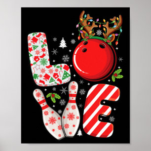 Group matching xmas Bowling ball and pins Christma Poster