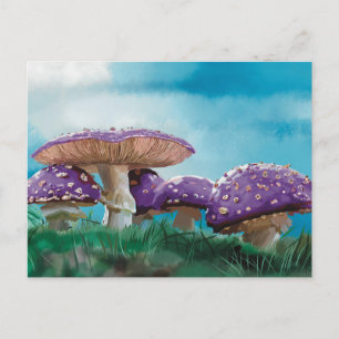 Group of 4 Purple Mushrooms Postcard