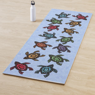 Group of Abstract Black Turtles Colourful Shells Yoga Mat