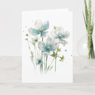 Group of Blue Flowers BLANK  Card