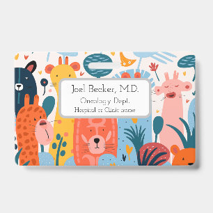 Group of colourful imaginary animals ID badge