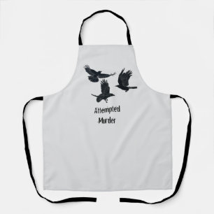Group of Crows Murder Birds Black Silhouette Apron