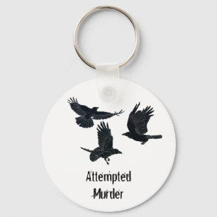 Group of Crows Murder Birds Black Silhouette  Key Ring