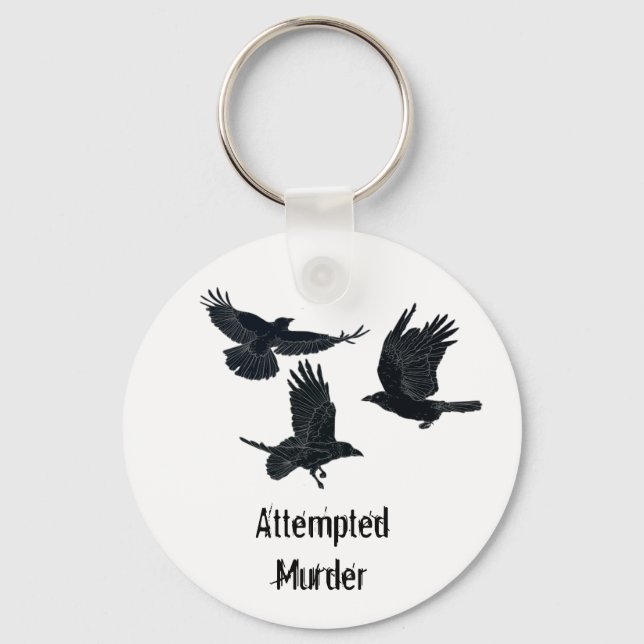 Group of Crows Murder Birds Black Silhouette  Key Ring (Front)