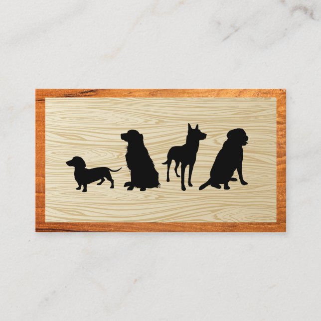 Group of Dogs | Wood Background Business Card (Front)