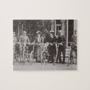 Group of Edwardian bicyclists, early 1900s (b/w ph Jigsaw Puzzle