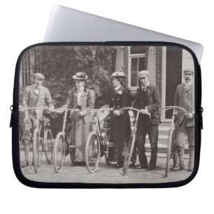 Group of Edwardian bicyclists, early 1900s (b/w ph Laptop Sleeve