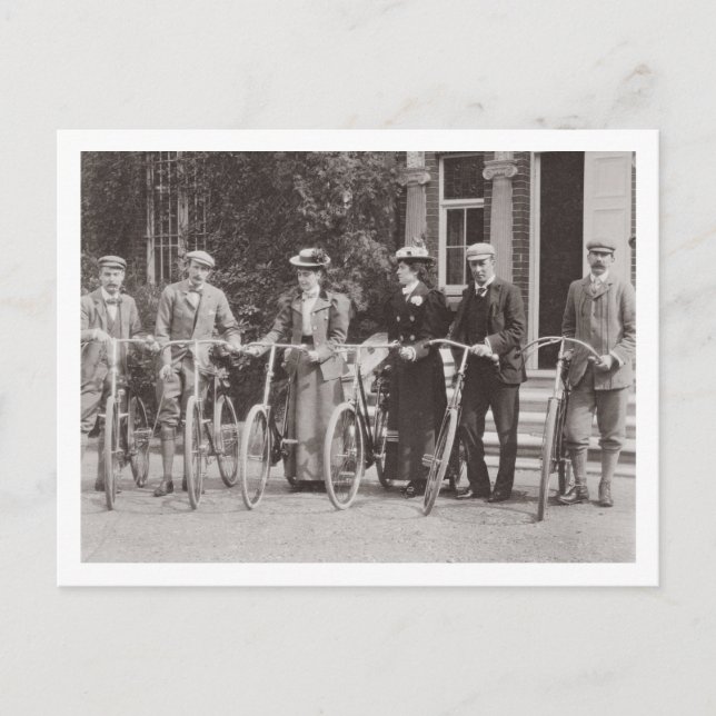 Group of Edwardian bicyclists, early 1900s (b/w ph Postcard (Front)