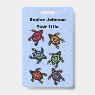 Group of Fantasy Turtles Colourful Marked Shells ID Badge
