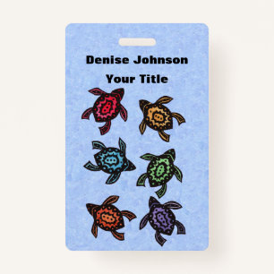 Group of Fantasy Turtles Colourful Marked Shells ID Badge
