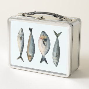 Group of Four Fish Metal Lunch Box