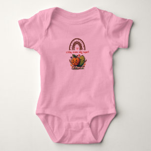 group of happy fruit little dude big heart baby bodysuit